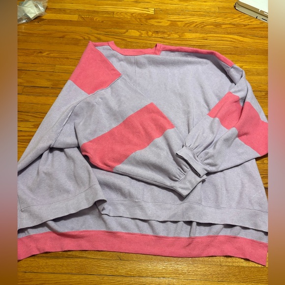 Free People Lavender and Pink Colorblock Pullover Sweatshirt - Picture 7 of 12